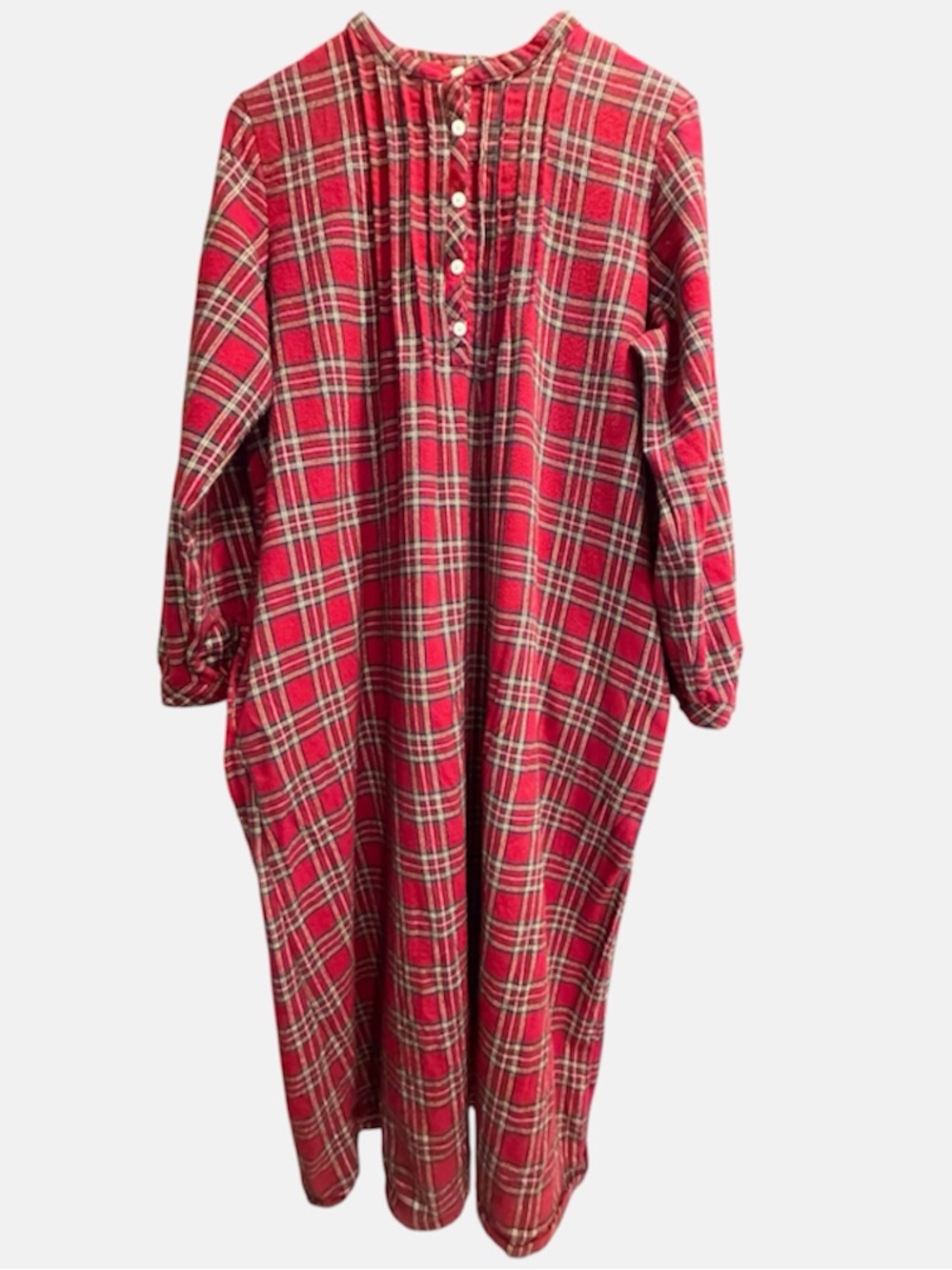 L.L. Bean Scotch Plaid Flannel Nightgown w/Pockets - Large
